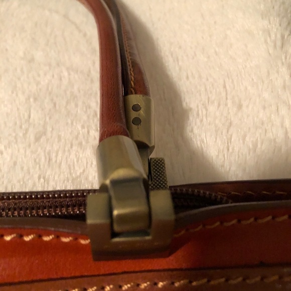 NWOT Spectacular Made in Florence Italy; orange toned leather tote. - Picture 5 of 11